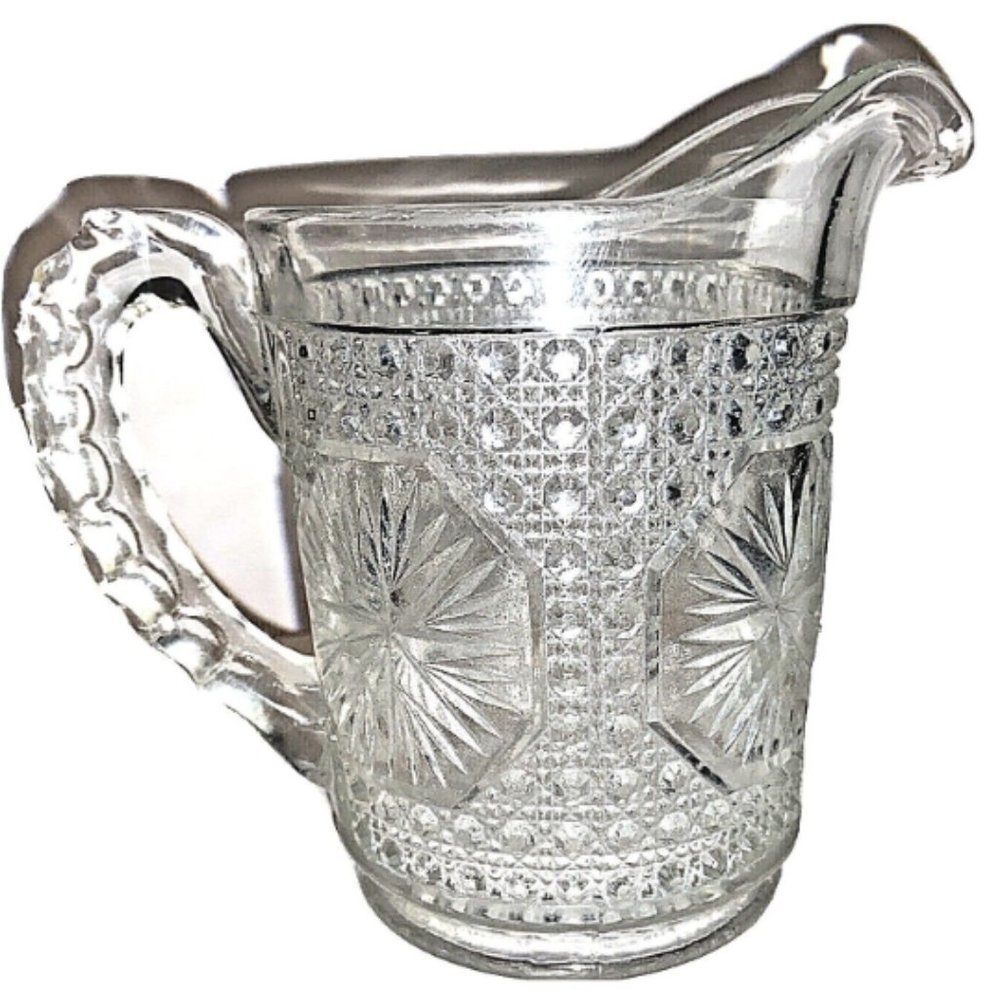Star Medallion/Cane Amelia by Imperial Glass Pitcher Early-Mid 1900s EAPG 16 oz.
